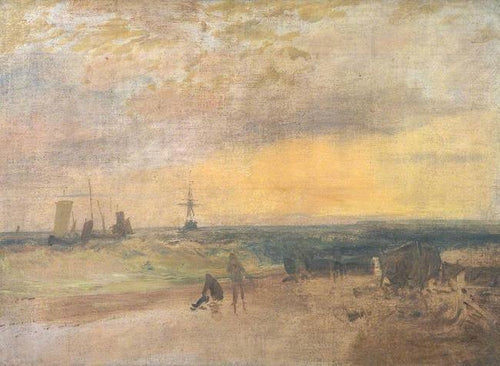 Cena da costa com pescadores e barcos (Joseph Mallord William Turner) - Reprodução com Qualidade Museu