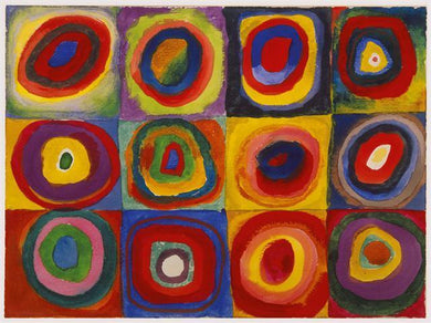 Estudo de cores - quadrados com círculos concêntricos (Wassily Kandinsky) - Reprodução com Qualidade Museu