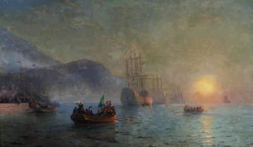 Colombo partindo de Palos (Ivan Aivazovsky) - Reprodução com Qualidade Museu