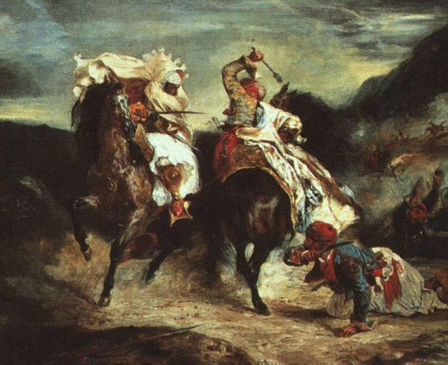 Combate entre o Giaour e o Pasha (Eugene Delacroix) - Reprodução com Qualidade Museu