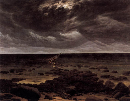 Seashore By Moonlight (Caspar David Friedrich) - Reprodução com Qualidade Museu