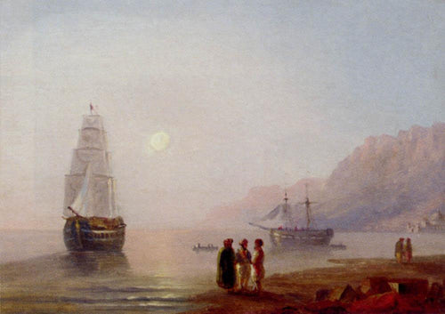 Conversa na costa ao entardecer (Ivan Aivazovsky) - Reprodução com Qualidade Museu