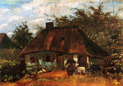 Casa De Campo E Mulher Com Cabra (Vincent Van Gogh) - Reprodução com Qualidade Museu
