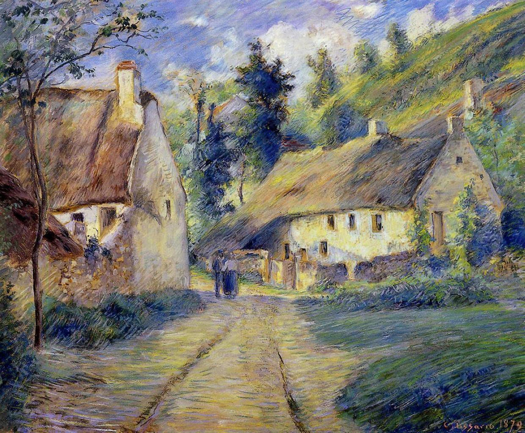 Casas em Auvers Perto de Pontoise (Camille Pissarro) - Reprodução com Qualidade Museu
