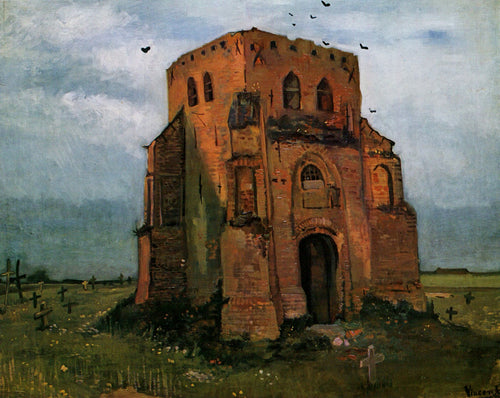 Cemitério e Torre da Igreja Antiga (Vincent Van Gogh) - Reprodução com Qualidade Museu