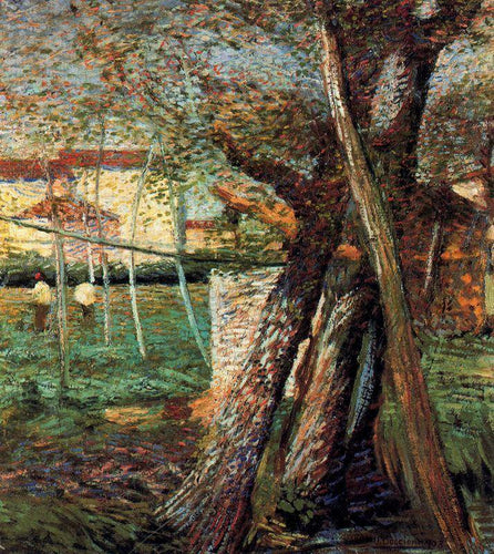 Campo com árvores (Umberto Boccioni) - Reprodução com Qualidade Museu