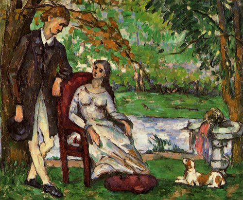 Casal Em Um Jardim (Paul Cézanne) - Reprodução com Qualidade Museu