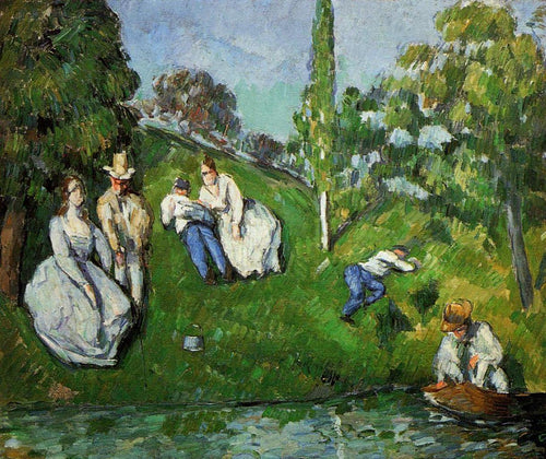 Casais relaxando perto de um lago (Paul Cézanne) - Reprodução com Qualidade Museu