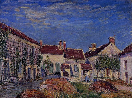 Pátio em Les Sablons (Alfred Sisley) - Reprodução com Qualidade Museu