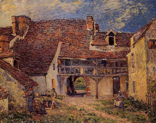 Pátio de uma fazenda em Saint Mammes (Alfred Sisley) - Reprodução com Qualidade Museu