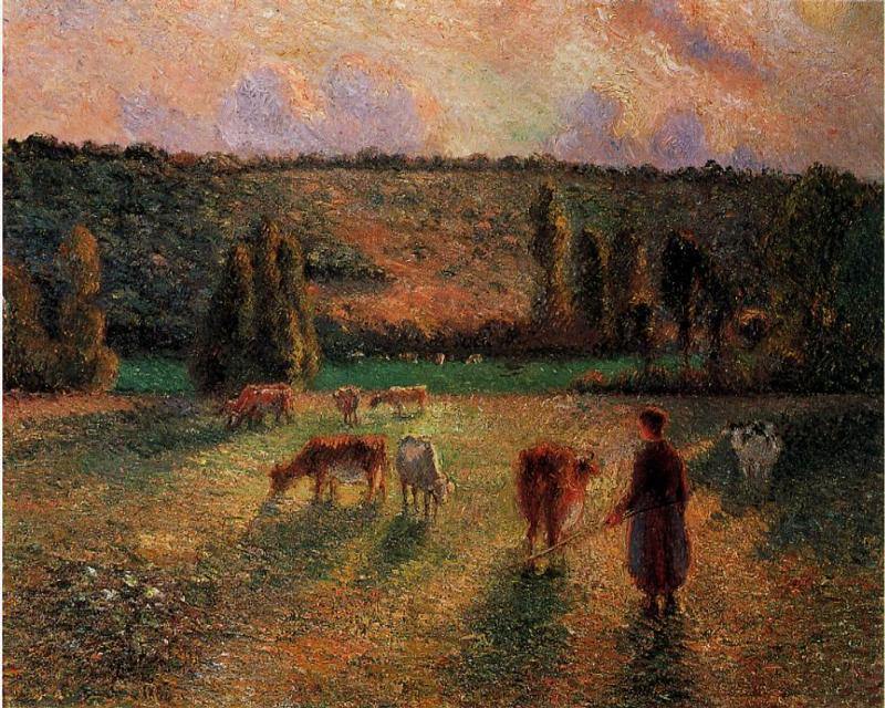 Cowherd em Eragny (Camille Pissarro) - Reprodução com Qualidade Museu