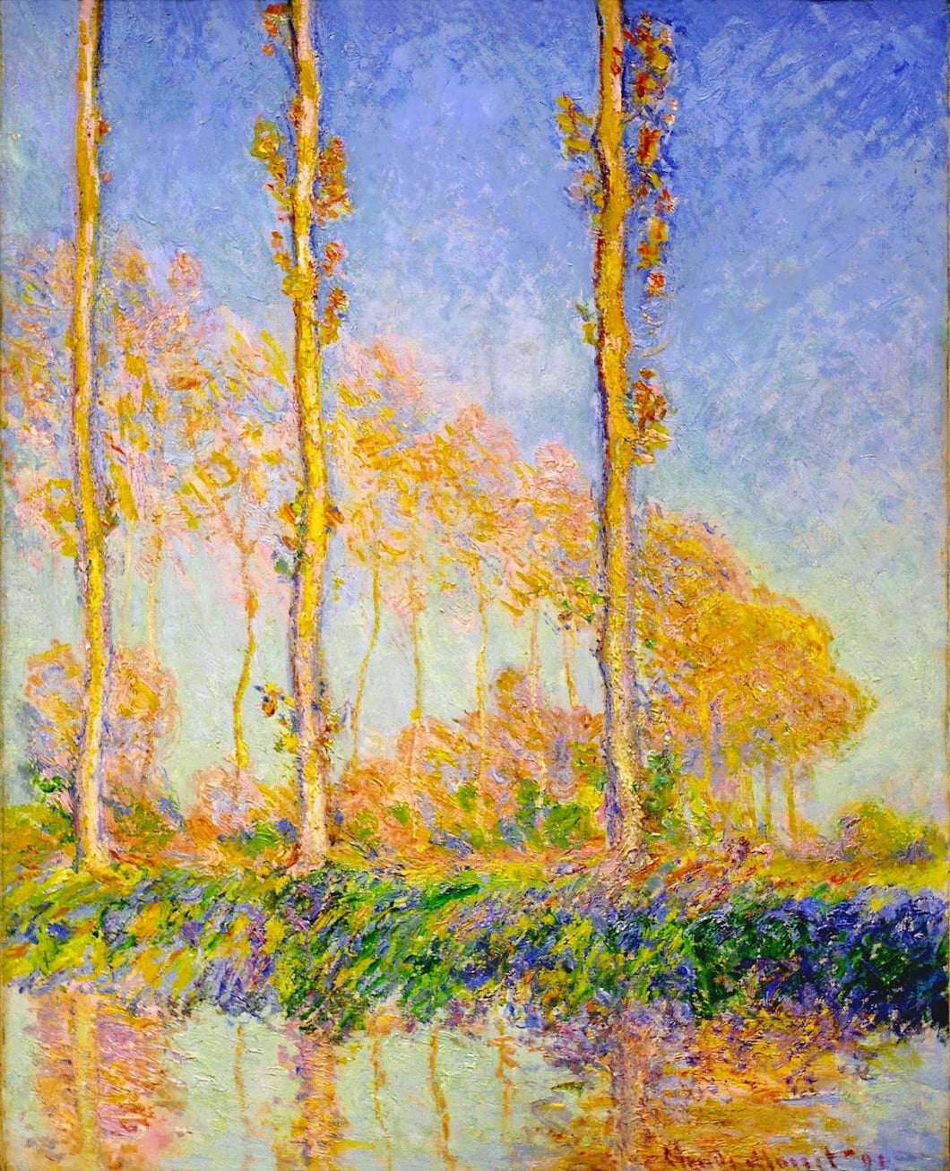 Poplars, Autumn, Pink Effect (Claude Monet) - Reprodução com Qualidade Museu