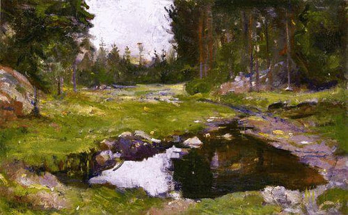 Paisagem de floresta com lago (Edvard Munch) - Reprodução com Qualidade Museu