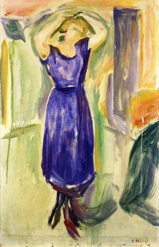 Mulher de vestido azul com os braços sobre a cabeça (Edvard Munch) - Reprodução com Qualidade Museu
