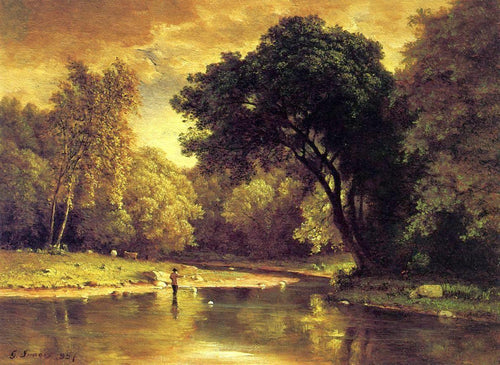 Pescador em um riacho