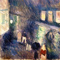 Chuva de outono - rua, tempo chuvoso em Christiania (Edvard Munch) - Reprodução com Qualidade Museu