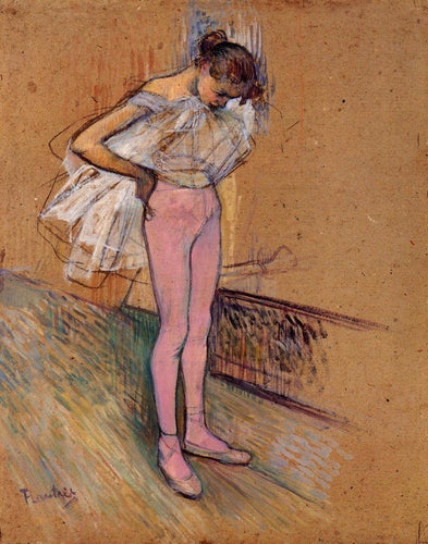 Dançarina ajustando a meia-calça (Henri de Toulouse-Lautrec) - Reprodução com Qualidade Museu