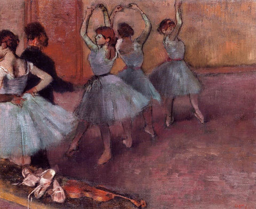 Dançarinos em azul claro - ensaiando no estúdio de dança (Edgar Degas) - Reprodução com Qualidade Museu