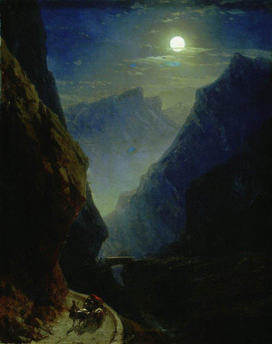 Darial Gorge Moon Night (Ivan Aivazovsky) - Reprodução com Qualidade Museu