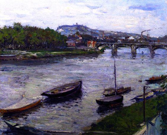 Banco e ponte em Argenteuil (Gustave Caillebotte) - Reprodução com Qualidade Museu