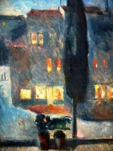 Cypress In Moonlight (Edvard Munch) - Reprodução com Qualidade Museu
