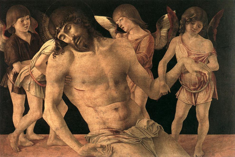 Cristo morto apoiado por anjos