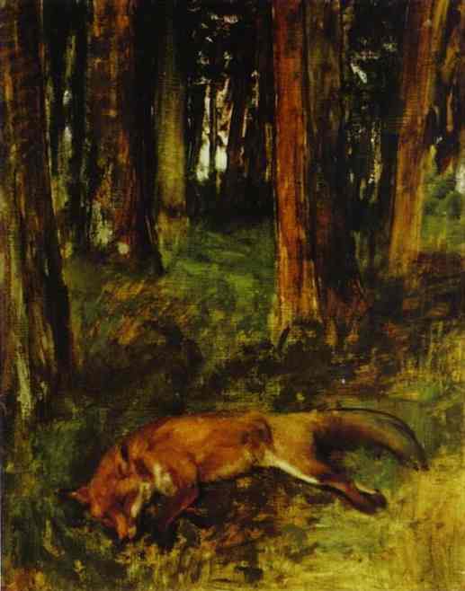 Raposa morta deitada na vegetação rasteira (Edgar Degas) - Reprodução com Qualidade Museu