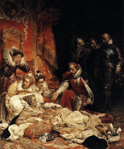A morte de Elizabeth I, Rainha da Inglaterra (Paul Delaroche) - Reprodução com Qualidade Museu