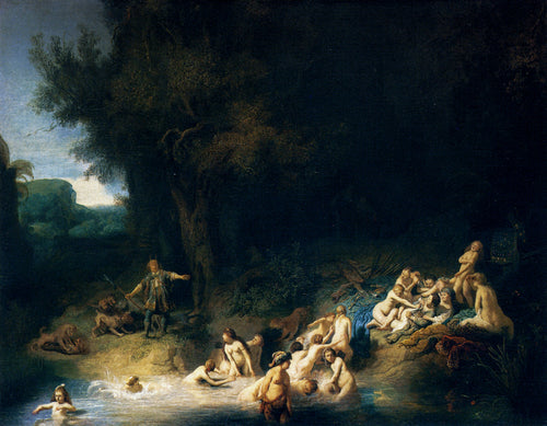 Diana tomando banho com suas ninfas com as histórias de Actaeon e Callisto (Rembrandt) - Reprodução com Qualidade Museu