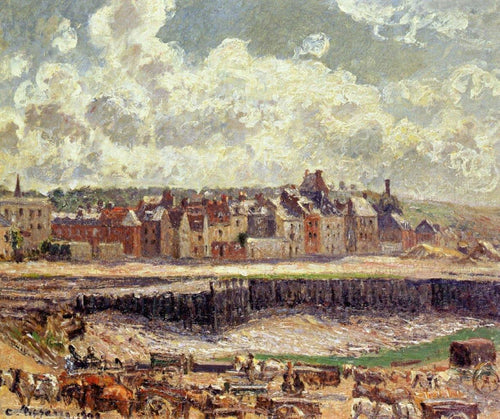 Dieppe, Dunquesne Basin, efeito da luz solar, manhã, maré baixa (Camille Pissarro) - Reprodução com Qualidade Museu