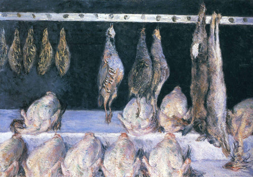 Exibição de galinhas e pássaros de caça (Gustave Caillebotte) - Reprodução com Qualidade Museu