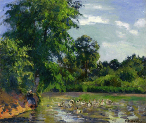 Patos na lagoa em Montfoucault (Camille Pissarro) - Reprodução com Qualidade Museu
