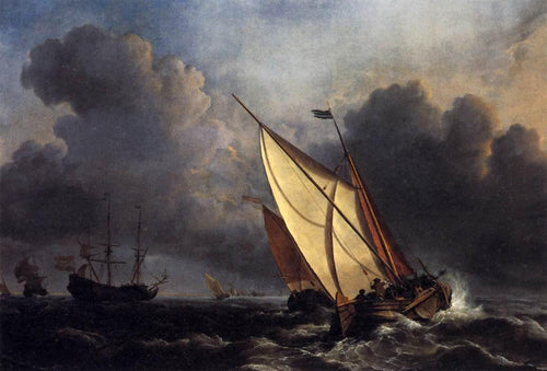Navios em um mar tempestuoso (Joseph Mallord William Turner) - Reprodução com Qualidade Museu