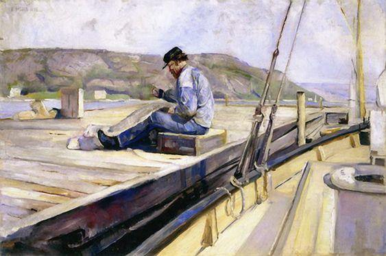 Man Binding Fishnet (Edvard Munch) - Reprodução com Qualidade Museu