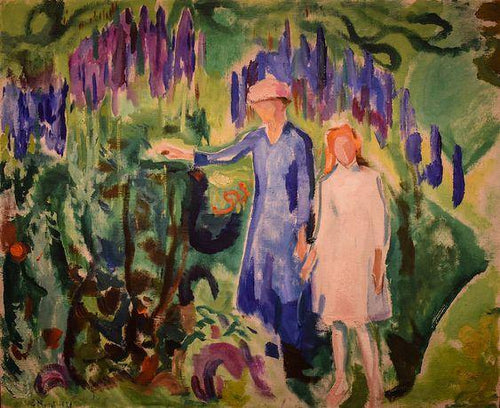 Mãe e filha no jardim (Edvard Munch) - Reprodução com Qualidade Museu