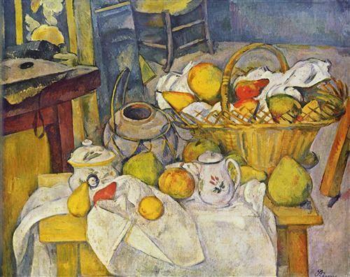 Natureza morta com cesta (Paul Cézanne) - Reprodução com Qualidade Museu