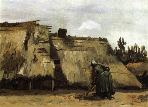 Casa de fazenda com uma camponesa cavando (Vincent Van Gogh) - Reprodução com Qualidade Museu