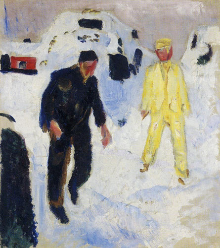 Homens negros e amarelos na neve (Edvard Munch) - Reprodução com Qualidade Museu