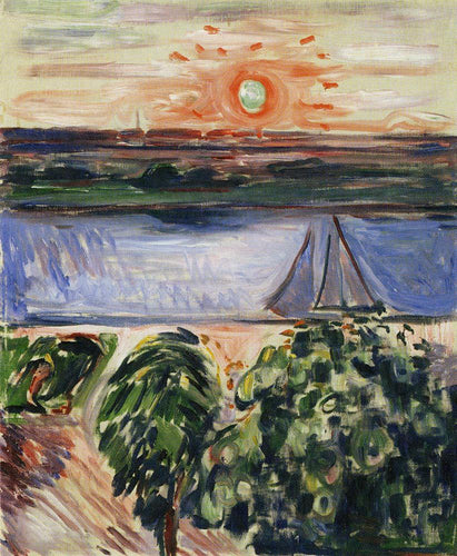 Canal ao pôr do sol (Edvard Munch) - Reprodução com Qualidade Museu