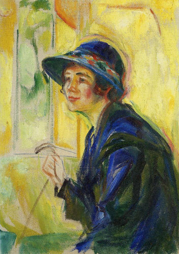 Retrato feminino contra um fundo amarelo (Edvard Munch) - Reprodução com Qualidade Museu