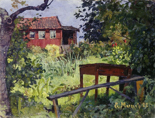 Jardim com Casa Vermelha (Edvard Munch) - Reprodução com Qualidade Museu