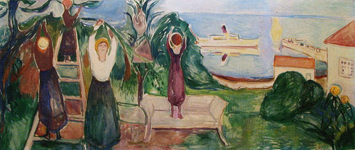 Meninas colhendo frutas - Freia Frieze Vi (Edvard Munch) - Reprodução com Qualidade Museu