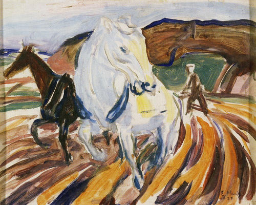 Cavalos arando (Edvard Munch) - Reprodução com Qualidade Museu