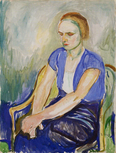 Modelo com as mãos apoiadas nos joelhos (Edvard Munch) - Reprodução com Qualidade Museu