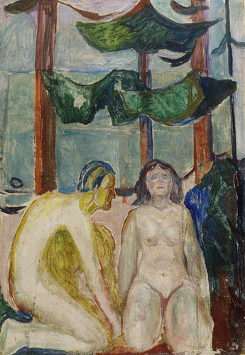 Casal nu sob as árvores (Edvard Munch) - Reprodução com Qualidade Museu