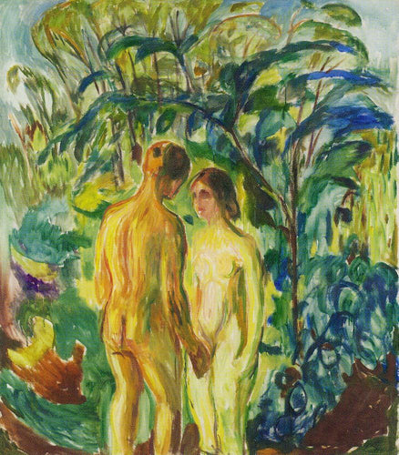Homem e mulher nus na floresta (Edvard Munch) - Reprodução com Qualidade Museu