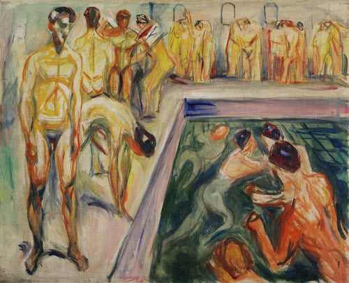 Homens nus na piscina (Edvard Munch) - Reprodução com Qualidade Museu