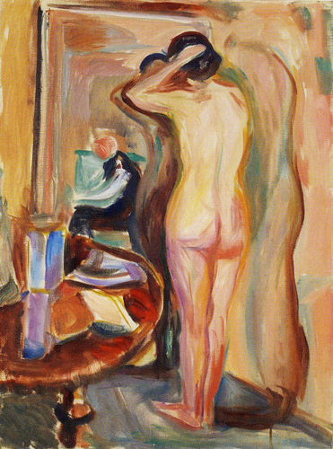 Nu na frente do espelho (Edvard Munch) - Reprodução com Qualidade Museu