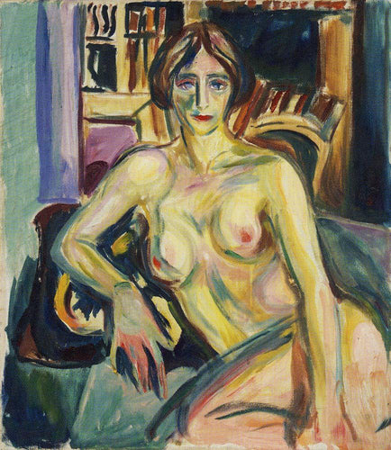 Nu, sentado no sofá (Edvard Munch) - Reprodução com Qualidade Museu