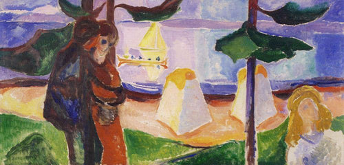 Grupos de pessoas na praia (Edvard Munch) - Reprodução com Qualidade Museu